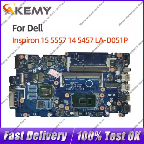 For DELL Inspiron 15 5557 14 5457 LA-D051P Notebook Mainboard 02XPMY 042VN5 0KFWH I5-6200U I7-6500U 