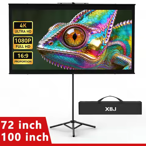 XBJ Projector Screen with Stand 72/100inch , Portable Outdoor Projector Screen 16:9 and Tripod Stand