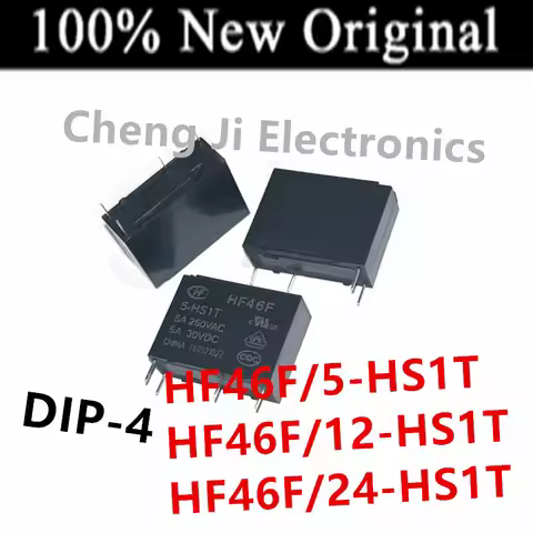 10PCS/Lot HF46F-5-HS1T 、HF46F-12-HS1T 、HF46F-24-HS1T DIP-4 New power relay HF46F/5-HS1T 、HF46F/12-HS