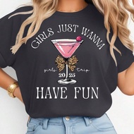 2025 Girls Trip Design T-Shirt, Bestie Travel, Girls Travel Graphic Tee, Crew Neck Short Sleeve, Sof