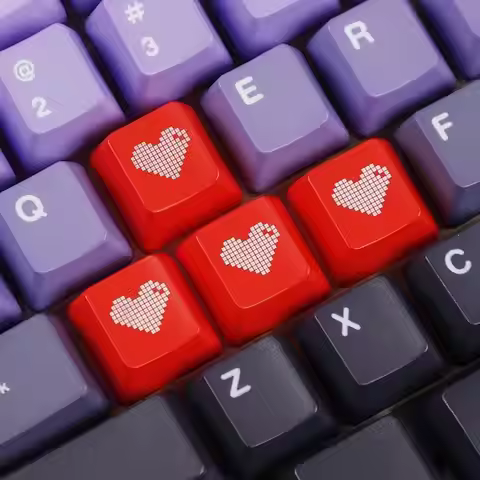 R53C 1 Set ABS Backlits Heart Keycaps OEM Height for Keyboards WASD Direction