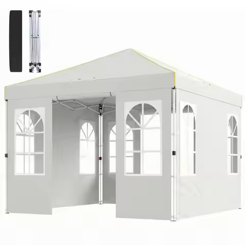 9.6 x 9.6 ft Pop Up Canopy Tent with Sidewalls, One Push Setup, UPF50+ Portable Instant Canopy Shelt
