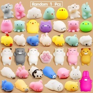 Random 1PCS Cute Kawaii Toy Soft Mochi Squishy Squeeze Cartoon Animal Toy for Kids Adults Relieves Stress Anxiety Home Decoration（Random delivery）
