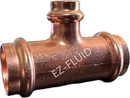 (1-pc) EZ-FLUID 1" X 1" X 1/2" Heavy Duty Copper Press Reducing Tee Fitting,No Lead Copper Pressure 