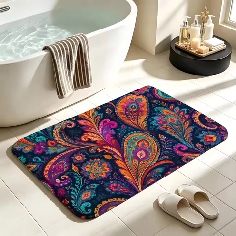Bath mat anti slip absorbent bathroom carpet bathtub shower soft floor carpet Bohemian theme