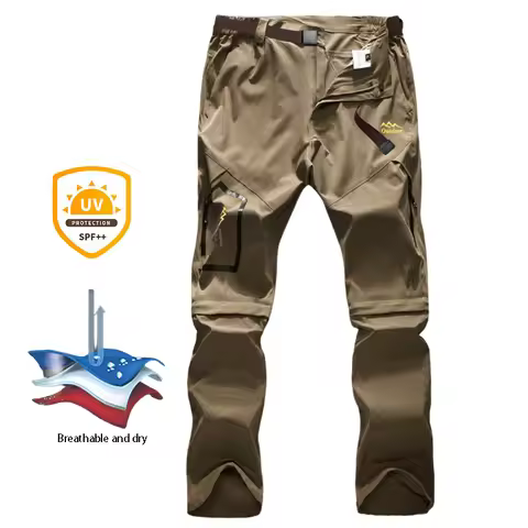 Mens Hiking Pants Convertible Lightweight Quick Dry Zip Off Fishing Safari Camping Travel Boy Scout