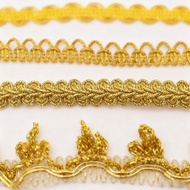20M S-Shaped Gold Lace Ribbon for DIY Costumes, Curtains, Gift Wraps & Stage Performance Outfits