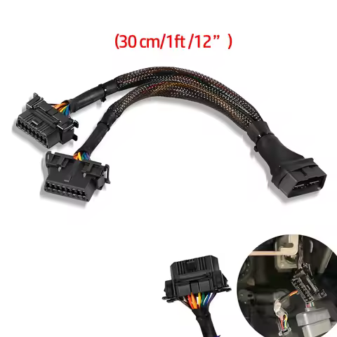 B6 OBD2 Splitter Cable 16 Pin OBD II Splitter Extension 1 Male to 2 Female Fits for All Standard OBD