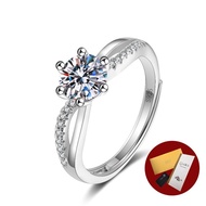 Diamcity (Free Gra Certificate) Cincin 1 Karat Moissanite Pasangan Ring Wanita 1 Karat Dapat Disesua