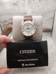 CITIZEN 光動能 日本機芯 藍寶石玻璃 全新真皮錶帶 玫瑰金 拋光 正品 男錶 手錶 二手 Citizen 星辰錶 愛錶領養小舖