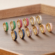 Dopamine Large Circle Zircon Earrings Earrings All-Match Diamond Multicolor Circle Earrings Earrings