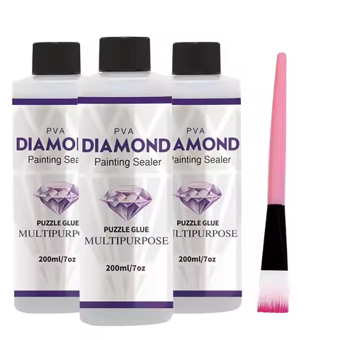 2 In 1 60ML/200ML Diamond Painting Sealer 5D Diamond Painting Art Glue And Silicone Brush Permanent 