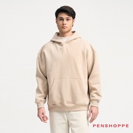 Penshoppe Essentials Relaxed Pullover Hoodie For Men (Evening Sand/Black)