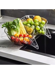 家用廚房多功能塑料濾網籃，創意帶手柄的蔬菜洗滌瀝水籃