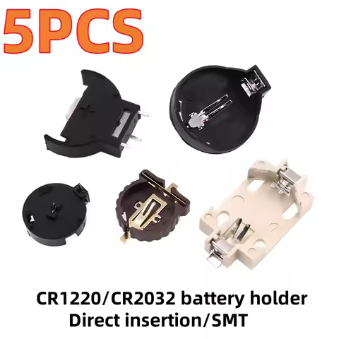 5PCS CR2032 battery holder 3V button mount CR1220 direct insertion vertical battery button