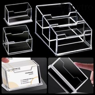 BENYTRO 1Pcs Bussiness Card Holder, Display Stand Acrylic Plastic Business Card Box, 1/2/3 Grids Sch