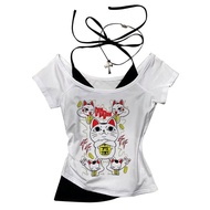 Dandadan Okarun Cat women Psychedelic korean clothes Classic Colorful Gothic Psychedelic korean clot