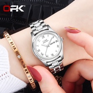 OPK กันน้ำนาฬิกาข้อมือสตรีขายเดิม Dual ปฏิทินสแตนเลสนาฬิกาดิจิทัลสำหรับสตรี