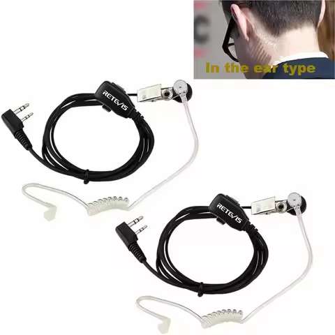 Retevis EAK001 Walkie Talkie Headset 2Pin Air Tube PTT Headphone Radio for Baofeng UV-5R BF-88E Rete