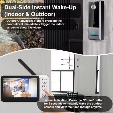 XBIBI Wireless Smart Video Doorbell, Doorbell Camera, Home Security WiFi Doorbell Camera, PIR Motion