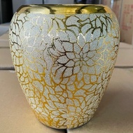 Electroplated Gold Ceramic Vase High-Grade Gold Pattern Flower Vase Living Room Desktop Flower Container [Huaxin Business]