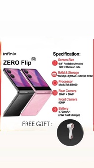 Infinix ZERO Flip - 8RAM + 512GB ROM l 6.9" Foldable Display l 120Hz Refresh rate Infinix Malaysia W