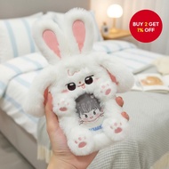 New Cute 3 Inch Plush Photocard Case Campus Card Holder Big Ears Rabbit Keychain School Pendant  Sar