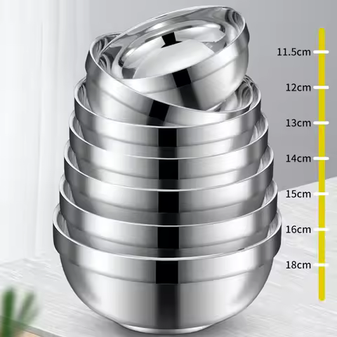 Stainless Steel Bowl Double Layer Thickening Bowl For Family Kitchens Outdoor Picnics Salad Bowl Dee