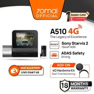 70mai A510 Dash Cam Dual Vision Car Recorder GPS ADAS 4G Remote Live View Front and Rear Dashcam