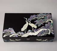 螺鈿鑲嵌高級太陽眼鏡收納架 墨鏡收納 木製首飾盒 松鶴紋