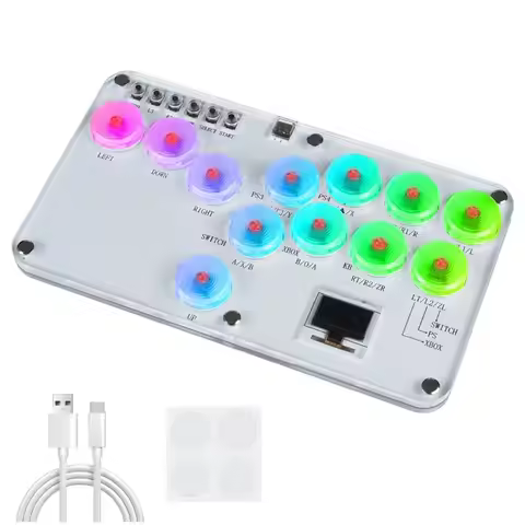 BG-Hitbox Fighting Stick Controller Colorful RGB Light Fighting Game Arcade Game Keyboard For PC PS3