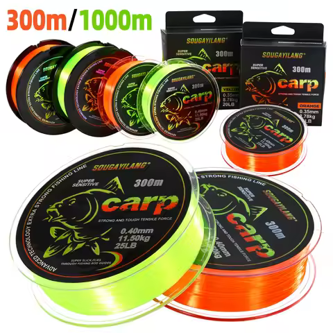 Sougayilang 300m 1000m Carp Fishing Line Nylon Fishing Line Max Drag 13-25LB Super Stronger Monofila