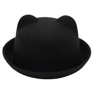 Parent-Child Casual Fedora Hat Solid Color Jazz Dome Top Cap Women Round Hat Men Imitation Wool Bowler Hat Girl Autumn Felt Hats