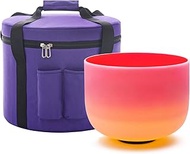 KVKA 528hz Rainbow Red Yellow Crystal Singing Bowl 8 Inch C Note Root Chakra Sound Bowl with Carryin