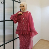 ZOE ARISAH Alvera Kurung Moden Manik Premium Lace Crepe Muslimah 2026 Baju Raya Kurung Modern Bercor