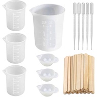 Silicone Measuring Cups for Epoxy Resin, Reusable Mixing Cups Jugs Resin Casting Container with Mixing Sticks for Resin