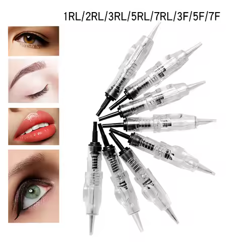10PCS Tattoo Needles Cartridge 1RL 2RL 3RL 5RL 7RL 3F 5F Disposable Sterile Permanent Makeup Body Ar