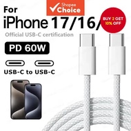 PD Type C Fast Charging Cable for Type C 60W 1m 2m High Quality Suitable for Phone 17 16 15Plus 15Pr