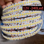 Super Bright 12V - 240D Decorative LED Strip - 5m Roll, 10mm Version - Cabinet Mount, Aluminum Bar M