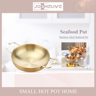 costel New 2024 Stainless steel seafood pot, single person hot pot, household Korean style instant noodle pot, double ear seafood pot, food container, snack plate