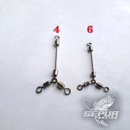 Long Fishing Connector Rolling Swivel 3 Way 3-Prong Earring Fishing Swivel