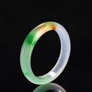 Natural Three Color Jade Bangle Bracelet Genuine Hand-Carved Charm Jewelry Fashion Accessories Amule