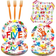 Hi Five Birthday Party Decoration, Including Dinner Plates, Dessert Plates, Napkins, Forks , for Kid