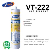 Lem kaca silikon silent tabung VT-222 Silicone Sealent 4500 ml 450gram (HANYA TERSEDIA WARNA PUTIH)