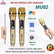 Micro không dây karaoke Mu24/ MU02 siêu xịn pin sạc tần số UHF hút âm tốt chống hú rít dùng cho â