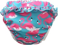 Adorable Reusable Baby Swimming Trunks, Girls' Swim Nappy with Ruffles for Toddlers, 0-4 Years (Red 