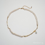 Short Freshwater Pearl Necklace Fashionable Elegant Branch Connection Handmade Collarbone Chain diy 