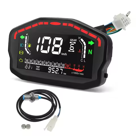 Motorcycle Digital Dash Digital Panel Universal LED LCD Speedometer Odometer 1,2,4 Cylinders