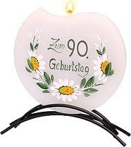 Dekohelden24 37644-90 High Quality Flat Candle with 90th Birthday Motif 16 x 16 cm
