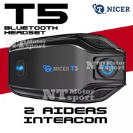 TNICER T5 500m 2 Riders Bluetooth Helmet Intercom Headset Music Sharing Ultra-Long Range with Qualit
